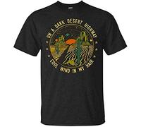 On A Dark Desert Highway Cool Wind In My Hair T-Shirt Graphic Top Printed Shirt Short-Sleeve tee Mens Black M