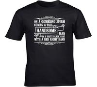 On a Gathering Storm Comes a Tall Handsome Man in a Dusty Coat with a Red Right Hand Unisex Short Sleeve t-Shirt Black 3XL