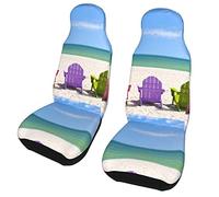 On A Sun Beach Holiday Vacation Travel House Fundas para asientos de coche Asientos delanteros Fundas para alfombrillas de coche Juego de 2 Accesorios para automóviles Protector interior para mujere