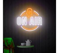 On Air - Letrero de luz de neón LED acrílico regulable para pared con cadena colgante de 55 cm de longitud, señal de advertencia de estudio para radiodifusión, oficina, tienda, restaurante