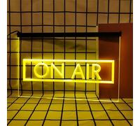 On Air Letrero de neón para decoración de Pared, Luces de neón LED Regulables alimentadas por USB para estación de Radio, Estudio de música, Sala de Juegos,Amarillo,40x30cm