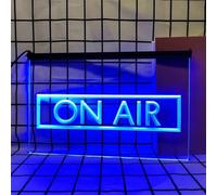 On Air Letrero de neón para decoración de Pared, Luces de neón LED Regulables alimentadas por USB para estación de Radio, Estudio de música, Sala de Juegos,Azul,40x30cm