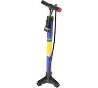 On Bike Bomba Tubular de Taller para Bicicletas de Metal Azul con Mango en T, Tres pies, válvulas Presta, Schrader y Dunlop de inflado rápido, sólida y Profesional