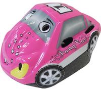 On Bike Casco de seguridad ajustable para bebés en bicicleta, talla S (48-52 cm), con coche de juguete estampado en rosa, ligero y protector, ideal para niñas en bicicleta, patinete o asiento infantil