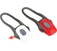 On Bike Par de Luces LED Rojas y Blancas para Bicicleta: Luces Delanteras y traseras con fijación elástica Universal, Impermeables, compactas, Ideales para la Seguridad Nocturna