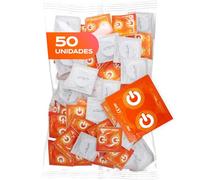 ON) Condones Estimulantes - 54 mm de ancho - Paquete de 50 - Condones Premium texturizados - con lubricante de silicona - grosor de pared delgado de 0,07 mm - Veganos - para hombres