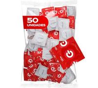 ON) Condones sabor fresa, 54 mm ancho, Paquete de 50, rojos y afrutados, con lubricante de silicona, grosor de pared 0,07 mm, para hombres