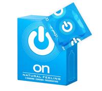 ON) Condones Sensación Natural | 54 mm de ancho | Paquete de 3 | Condones premium naturales | con lubricante de silicona | delgadez de 0,07 mm | Veganos | para hombres