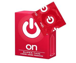 ON) Condones Super Delgados, Extra delgados 0,055 mm de grosor, 54 mm de ancho, Paquete de 3, Hombre