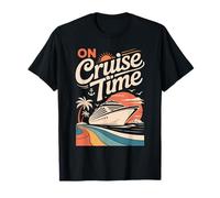 On Cruise Time Bold Ship Sunset Retro Ocean Camiseta