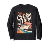 On Cruise Time Bold Ship Sunset Retro Ocean Manga Larga