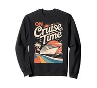 On Cruise Time Bold Ship Sunset Retro Ocean Sudadera