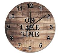 On Lake Time Wall Clock madera grano madera relojes de pared batería operado 15 pulgadas no marcar rústico vacaciones playa decoración para sala de estar dormitorio oficina cocina boda regalo