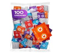 ON) Mix de Condones, 7 tipos y tamaños con 54 mm de ancho, 20x extra delgados, naturales y texturizados, 10x extra fuertes, chocolate, 100 unidades