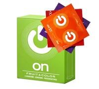 ON) Mix de condones | Paquete de 3 | Condones de frutas y colores | Condones premium 3 tipos distintos | con lubricante de silicona | grosor de pared delgado 0,07 mm | para hombres