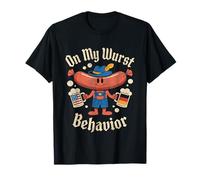 On My Wurst Behavior Oktoberfest Funny German American Flags Camiseta
