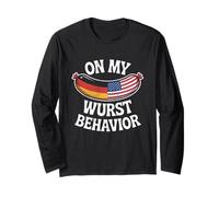 On My Wurst Behavior Oktoberfest Funny German American Flags Manga Larga