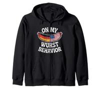 On My Wurst Behavior Oktoberfest Funny German American Flags Sudadera con Capucha