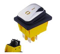 On off 30A/250V Heavy Duty 4 pin DPST IP67 Sealed Waterproof T85 Auto Boat Marine Toggle Rocker Switch with LED 12V 220V 30 ESSEIEIE(Stainless Yellow,12-24V)
