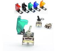 ON OFF ON ON Small SPST Toggle Switch 2pin 3pin Heavy Duty Cover Red Blue 15A 250V AC Mounting Hole 12mm 1Pcs(Blue)