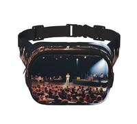 On Stage - Riñonera cuadrada de doble capa con correa ajustable para actividades al aire libre, color negro, talla única, Black, Talla única