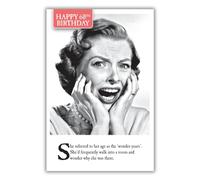 On The Ceiling, tarjeta de 60 cumpleaños para ella, tarjeta de cumpleaños de 60 años, She Referred to Her Age as The 'Wonder Years'..