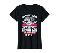 On The Eighth Day God Created The British Pride Heroes Camiseta gráfica económica, Mujer, Negro, XS