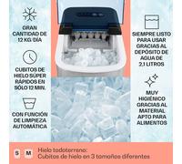 On-The-Rocks Máquina de hielo LED | 12kg cada 24h | 2,1l | Acero inoxi Klarstein