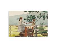 On The Stile by Winslow Homer - Póster de obras clásicas impresas, lienzo decorativo para pared, ideal para salas de estar, dormitorios, oficinas y decoración del hogar, 60 x 90 cm
