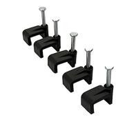 On1shelf® Clips planos negros con clavo de fijación, 10 mm, 50 unidades