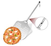 Onader Pala para pizza, 30,6 x 42,3 cm, superficie grande, perforada, de aluminio anodizado duro, para horno de pizza, pala de pizza de 30,6 x 42,3 cm, con mango de acero inoxidable extraíble para