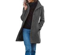 OnaiC Abrigo de lana para mujer, chaqueta de tweed de invierno, cuello alto, vintage, abrigo de entretiempo, abrigo de entretiempo, cortavientos, chaqueta de invierno, chaqueta de pana de manga larga,
