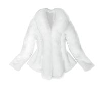OnaiC Abrigo de piel con cuello de piel - Chaqueta corta de pelo sintético con solapa, chaqueta de forro polar, abrigo de entretiempo, abrigo de peluche, elegante abrigo de lana cálido para invierno