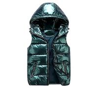 OnaiC Chalecos para mujer con capucha ligero - Chaleco de plumón brillante, chaleco deportivo sin mangas, chaleco deportivo con capucha, chaleco acolchado corto, con cremallera, bolsillos, algodón, 1