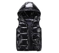 OnaiC Chalecos para mujer con capucha ligero - Chaleco de plumón brillante, chaleco deportivo sin mangas, chaleco deportivo con capucha, chaleco acolchado corto, con cremallera, bolsillos, algodón, 1