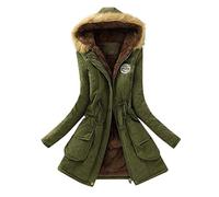 OnaiC Chaqueta de forro polar larga con capucha para mujer, abrigo de felpa con cuello de piel, forro polar, manga larga, chaqueta de entretiempo, chaqueta de entretiempo, parka de invierno, con