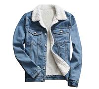 OnaiC Chaqueta vaquera con forro para mujer invierno - Chaqueta de mezclilla con cuello de pelo reversible, forro polar, mangas engrosadas, chaqueta de mezclilla de invierno de manga larga, corta