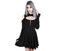 OnaiC Vestido gótico punk para mujer, vestido de otoño con capucha, hombros descubiertos, vestido de fiesta, manga larga, vestido de cosplay, sexy, vestido de fiesta, vestido de fiesta, vestido