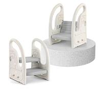 Onasti Taburete de dos peldaños para niños, escalera escalonada, asiento de entrenamiento para inodoro, multifunción, ajustable en altura, con reposabrazos, antideslizante, para 1,5 a 5 años