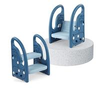Onasti Taburete de dos peldaños para niños, escalera escalonada, asiento de entrenamiento para inodoro, multifunción, ajustable en altura, con reposabrazos, antideslizante, para niños de 1,5 a 5 años