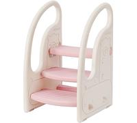 Onasti Taburete Niños, Taburete de 3 Pasos para Bebé, Taburete para niños pequeños, Altura Ajustable, Multifunción y Antideslizante Cocina, Cuarto de Baño (Rosa)