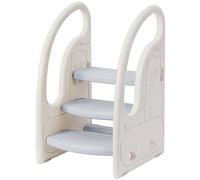 Onasti Taburete Niños, Taburete de 3 Pasos para Bebé, Taburete para niños pequeños, Altura Ajustable, Multifunción y Antideslizante Cocina, Cuarto de Baño (Gris)