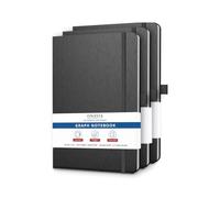 ONAVIA Cuaderno gráfico A5, paquete de 3, 8.25 x 11.65 pulgadas, cuadrícula de tapa dura, 80 hojas, cuaderno de ingeniería para estudio escolar, matemáticas, ciencias y preparación para exámenes