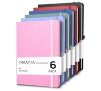 ONAVIA Cuaderno Rayado A4 Cuaderno de Viaje de Tapa Dura, Classic Libreta, Diario Premium Lineas de notas con Bucle de Lápiz, 160 páginas Pack de 6 (Multicolore