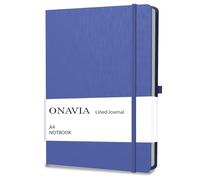 ONAVIA Cuaderno Rayado A4 Cuaderno de Viaje de Tapa Dura, Classic Libreta, Diario Premium Lineas de notas con Bucle de Lápiz, 160 páginas (Azul)