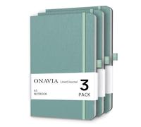 ONAVIA Cuaderno Rayado A5 Cuaderno de Viaje de Tapa Dura, Classic Libreta, Diario Premium Lineas de notas con Bucle de Lápiz, 160 páginas Pack de 3 (Verde)