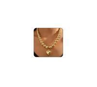 ONBRIG Collar de corazón grueso para mujer, collar de corazón hinchado dorado, gargantilla de cordón negro, collar Y2k, Oro, No es una piedra preciosa