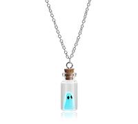 ONBRIG Collar de fantasma con texto en inglés «Adopt A Ghost In A Jar Collar» para mujeres y hombres, collar con colgante de fantasma en una botella, collar con colgante de fantasma Clow in the Dark