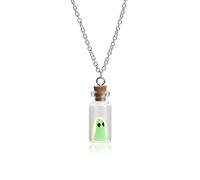 ONBRIG Collar de fantasma con texto en inglés «Adopt A Ghost In A Jar Collar» para mujeres y hombres, collar con colgante de fantasma en una botella, collar con colgante de fantasma Clow in the Dark