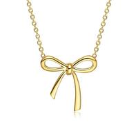 ONBRIG Collar de lazo de oro para mujer, delicado collar con colgante de lazo, bonito collar de cinta pequeña, chapado en oro de 18 quilates, joyería para mujer, 15.74 inch, Metal, No es una piedra